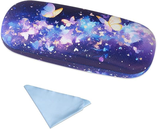 PERFECTSIGHT Hard Shell Eyeglasses Case, PU Leather Protective Glasses Case, Cute Eyeglass Case for Women Men Girls