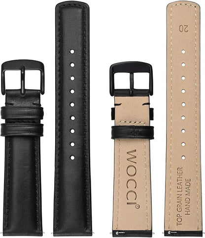 WOCCI Quick Release Watch Band, Distressed Genuine Leather, Stainless Steel Buckle, Strap Width 18mm 19mm 20mm 22mm 24mm
