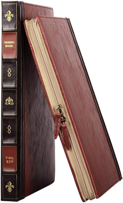 MOSISO Compatible with MacBook Air 15 inch 2025 2024 2023 M4 M3 M2/Pro 15 inch Case A1990 A1707 2019-2016, PU Leather Laptop Sleeve Vintage Retro Zippered Portfolio Protective Case Cover, Wine Red