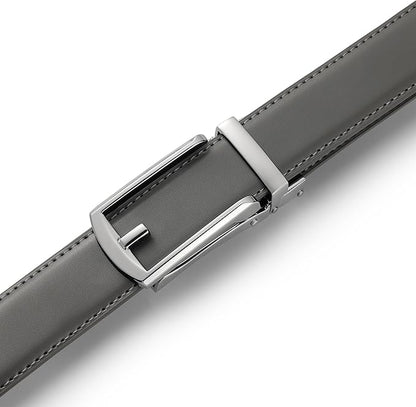 Founders & C Mens Ratchet Belt Leather Click 1 1/4" with Slide Buckle, Casual Dress Belt Adjustable