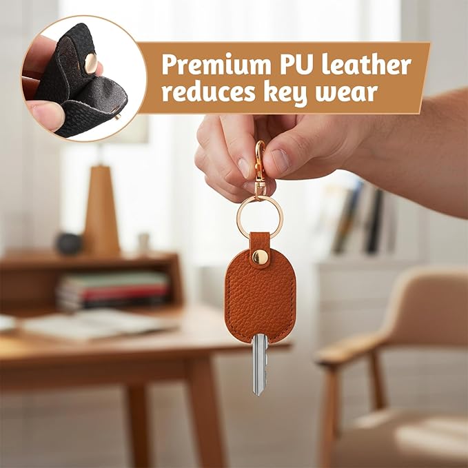 Tucnoeu 4 Pcs Leather Car Key Sleeves, Car Key Fob Cover, Replacement Leather Protector Auto House Covers for Cars Keys, Broken Keys Protector