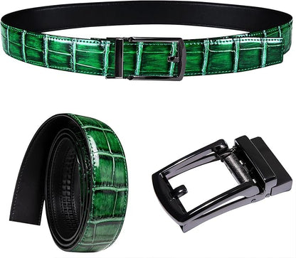 Barry.Wang Mens Belts Leather Ratchet Automatic Buckle Slide Click 1 3/8" Designer Dress Fashion Classic Casual Work Business
