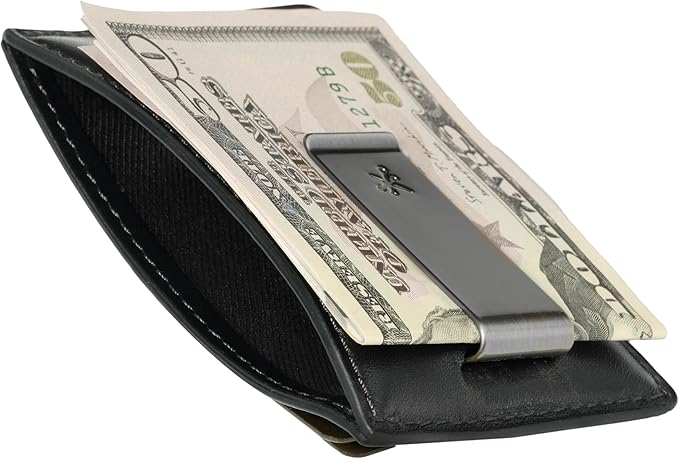 House of Jack Co. Slim Daddy Money Clip Wallet for Men, Minimalistic Front Pocket Wallet with Gift Box, Slim Card Holder, Full Grain Cowhide Leather Wallet, Black