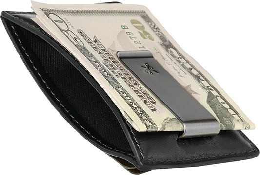 House of Jack Co. Slim Daddy Money Clip Wallet for Men, Minimalistic Front Pocket Wallet with Gift Box, Slim Card Holder, Full Grain Cowhide Leather Wallet, Black