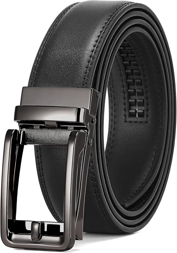 SENDEFN Men's Leather Dress Casual Belt 1 3/8" Automatic Adjustable Click Buckle Belts with Gift Box