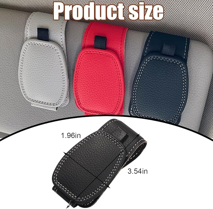 Zpana Sunglasses Holders for Car Sun Visor, Leather Magnetic Vehicle Sun Glasses Ticket Card Hanger Clip, Automotive Interior Eyeglass Mount Accessories, Universal for SUV Sedan Truck (Black)