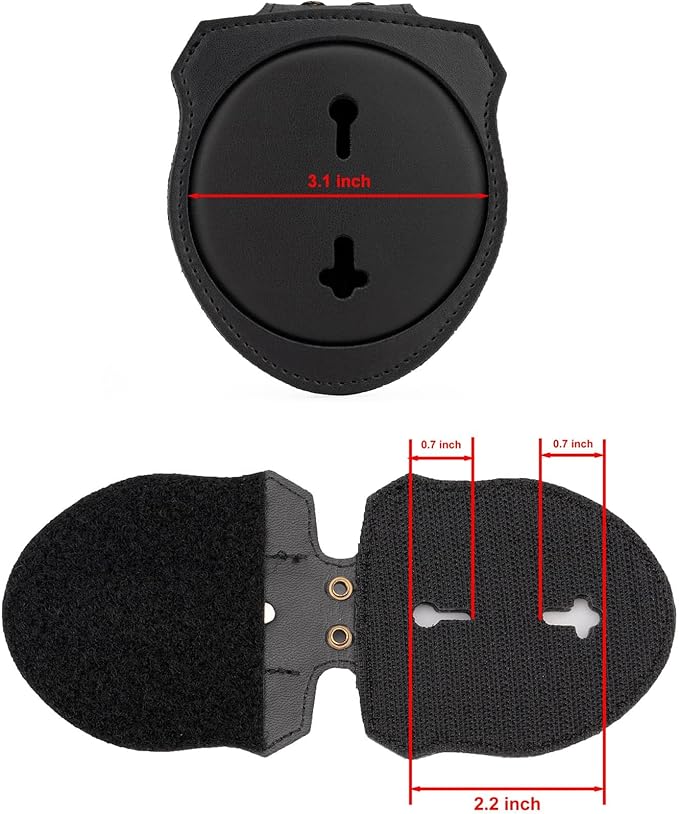 TYTX Police Badge Holder (Badge Not Included) 3.1" with Belt Clip Universal Round Neck Stainless Steel Chain and Concealed Photo Pocket