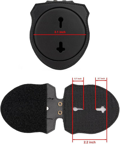 TYTX Police Badge Holder (Badge Not Included) 3.1" with Belt Clip Universal Round Neck Stainless Steel Chain and Concealed Photo Pocket