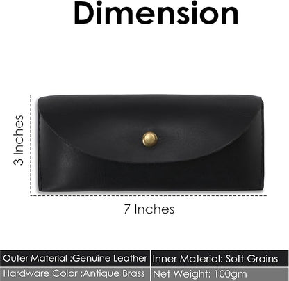 Leather Sunglasses Case Genuine Eyeglass Holder Reading Glasses Protector Vintage Eyewear Storage for Men and Women