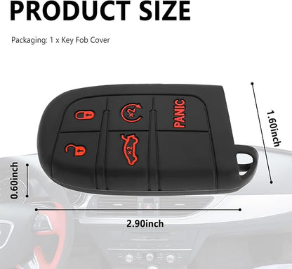Stacool 5 Buttons Key Fob Cover,Key Fob Replacement for Protecting Remote Key,Key Fob Case Compatible with Jeep Dodge Chrysler (Red)
