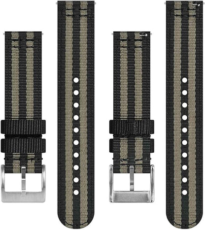 BISONSTRAP Men’s Nylon Watch Bands, Two-Piece Military Watch Straps, Quick Release, Brushed Buckle, Band Width 18mm 19mm 20mm 22mm