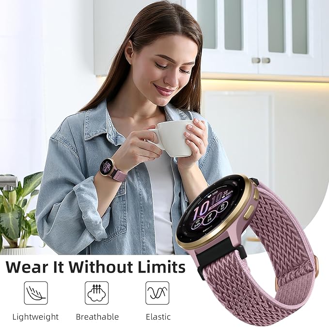 GEAK Quick Release Strap Compatible with Garmin Venu 3S/ Venu 2S Watch Band, 18mm Watch Band Soft Nylon Breathable Sport Strap for Venu 4 41mm/Vivoactive 4S Watch Band/Forerunner 265s/255s Men Women