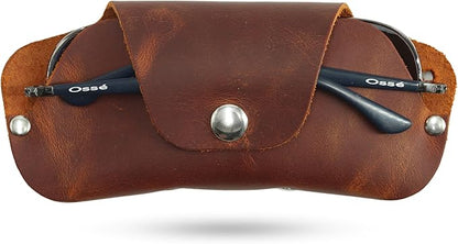 Toprank Leather Eyeglass Case - Handmade Slim Sunglasses Holder, Genuine and Universal Fit for Men and Women