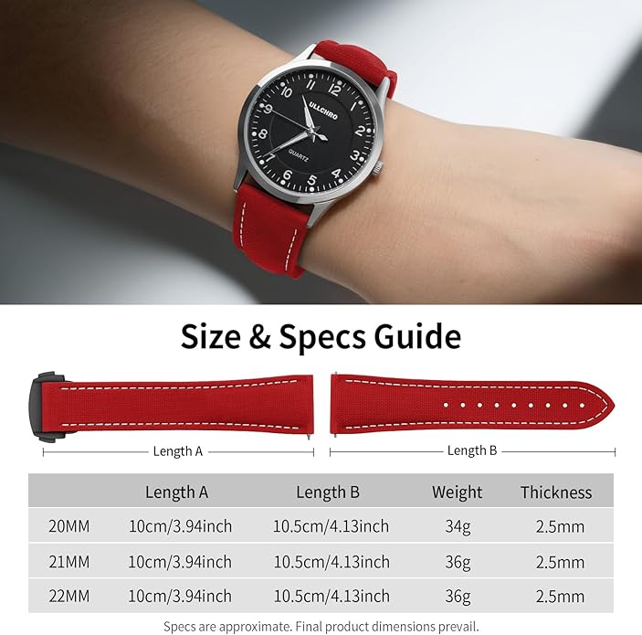ULLCHRO Watch Strap Watch Band 20mm 22mm Man Waterproof Quick Release Bands Sport Replacement Strap Soft FKM Rubber Watchband
