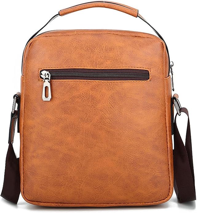 Small Crossbody Bag, Mens Shoulder Bag, Vintage leather Bag Office Business for Men, Handbag Purse Zipper