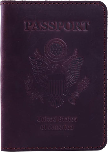 INCARNE US Leather Passport Holder for Travel - Passport Case - Passport Wallet for Men - Passport Cover for Women Sleeve Protector - Travel Essentials Vacation Luggage Travel Gifts - Vintage Burgundy
