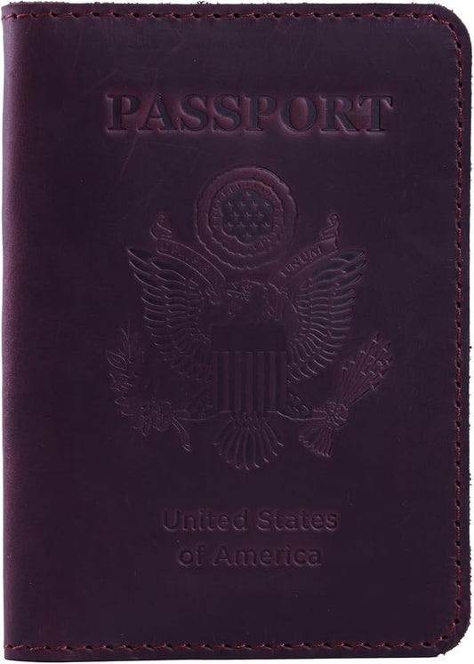INCARNE US Leather Passport Holder for Travel - Passport Case - Passport Wallet for Men - Passport Cover for Women Sleeve Protector - Travel Essentials Vacation Luggage Travel Gifts - Vintage Burgundy