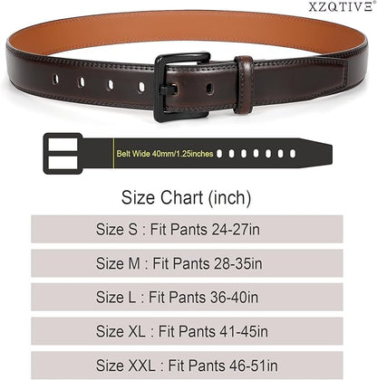XZQTIVE Men’s Metal Free Belt Hypoallergenic Leather Belts For Jeans Dress Nickle Free TSA Belt With Black Buckle