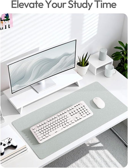 YSAGi Leather Desk Pad Protector, Office Desk Mat, Large Mouse Pad, Non-Slip PU Leather Desk Blotter, Laptop Desk Pad, Waterproof Desk Writing Pad for Office and Home (Silver, 23.6" x 13.8")