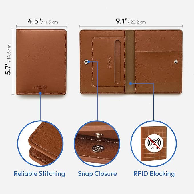 carrotez Family Travel Document Organizer – Premium RFID Blocking Leather Passport Holder & Wallet for 2 Passports, Cards, Boarding Passes & Travel Essentials – Brown