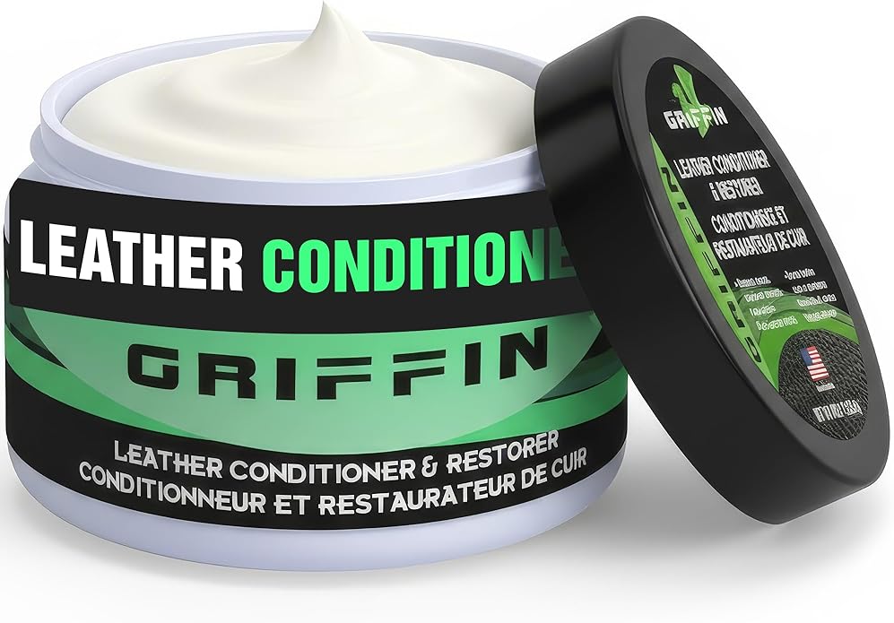 Griffin Leather Conditioner Restorer & Polish – 4 Oz – Deep Conditioning Balm for Boots, Shoes, Bags & Furniture – Better Leather Care with Natural Ingredients for Softening & Protection