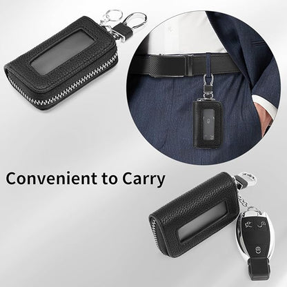 SENDEFN Universal Car Key Fob Case Leather Smart Remote Keychain Protector Holder