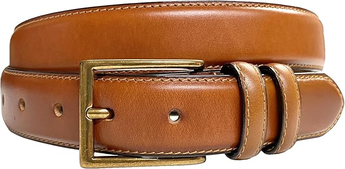 Men's Oil-Tanned Genuine Leather Dress Classic Belt 1-1/8"(30mm) or 1-3/8"(35mm) Wide One Piece Dress Belt