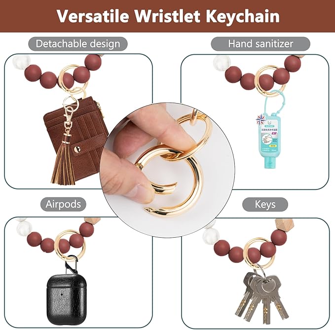 KNGITRYI Wallet Keychain Wristlet for Women,Slim RFID Credit Card Holder Purse Tassel Keychain Bangle Key Ring for Men Women