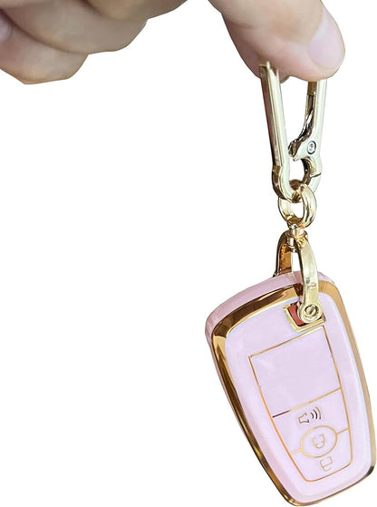 Keyless Entry Remote for Ford Key Fob Cover Protective Shell Fits for Ford Edge Escape Expedition Explorer Fusion Mustang Ranger F-150 F-250 (3-Button-Pink)