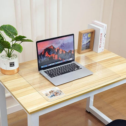 Easy Easy Life Clear Desk Mat Pad 14’’x24’’ Transparent PVC Desk Blotter Plastic Vinyl Desk Pad on Top of Desks Waterproof Writing Desk Pad Table Cover Protector Mat with Mouse Pad for Office Desktop
