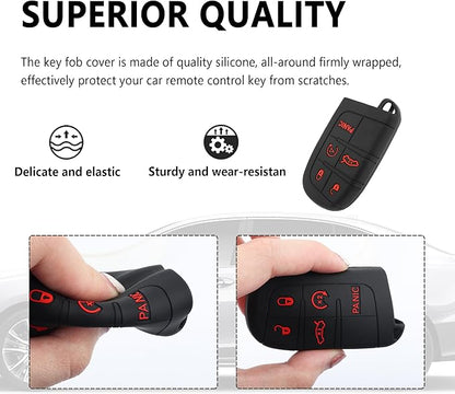 Stacool 5 Buttons Key Fob Cover,Key Fob Replacement for Protecting Remote Key,Key Fob Case Compatible with Jeep Dodge Chrysler (Red)