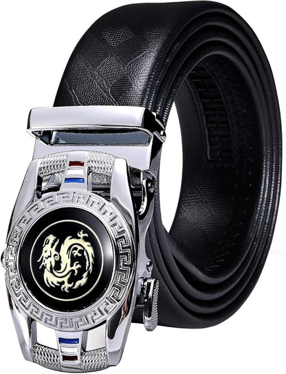 Barry.Wang Mens Belts Leather Ratchet Automatic Buckle Slide Click 1 3/8" Designer Dress Fashion Classic Casual Work Business