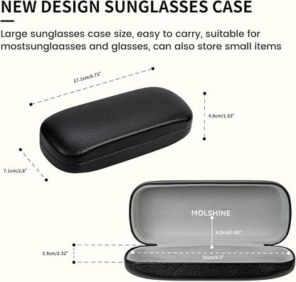molshine Hard Shell Sunglasses Case, Classic Large Glasses Case for Women Men, Sunglass Eyeglasses