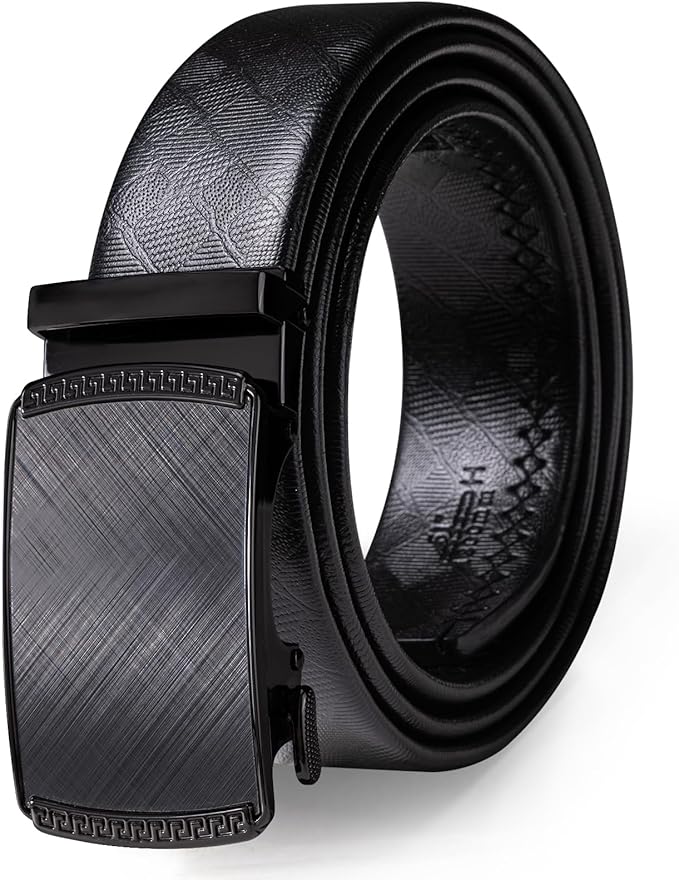 Dubulle Designer Ratchet Belt for Men Leather Fashion Adjustable Automatic Buckle Sliding Removable Dress Casual