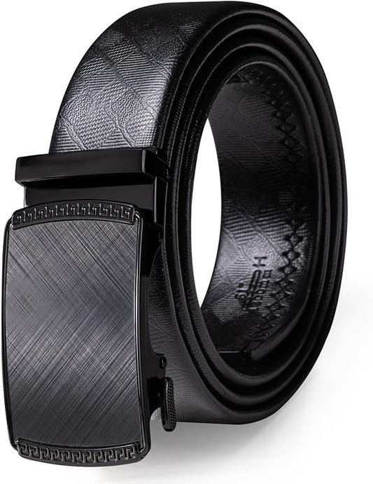 Dubulle Designer Ratchet Belt for Men Leather Fashion Adjustable Automatic Buckle Sliding Removable Dress Casual