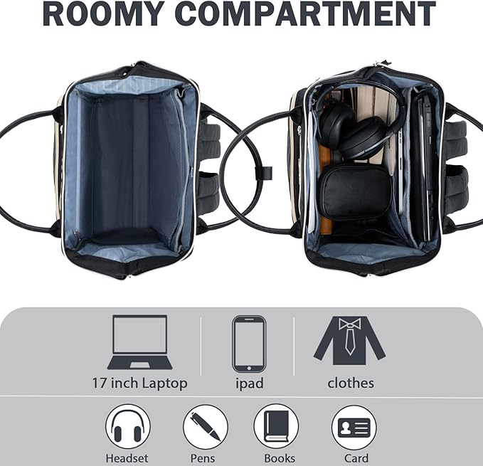 KROSER Laptop Backpack 17" Stylish Backpack Water Repellent College Casual Daypack Travel Business Work Bag for Men/Women-Quilted | Water Repellent, College, Casual Daypack, USB Port, Travel, Business