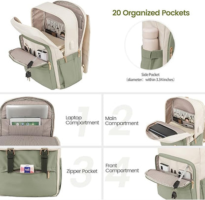 LOVEVOOK Travel Laptop Backpack Purse for Women Fashion Vintage Computer Backpack 15.6 Inch Large Teacher Nurse Backpack Casual Daypack for Business Work College