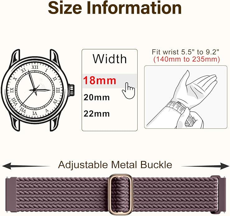 SNBLK 3 Pack 18mm 20mm 22mm Braided Watch Band Compatible with Garmin Vivoactive 5 Watch Bands/Vivoactive 6/3/4s, Quick Release Adjustable Elastic Nylon Loop Strap for Venu 3S/2S/Venu 3/2 Women Men