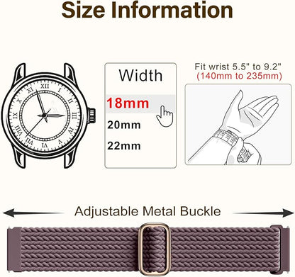 SNBLK 3 Pack 18mm 20mm 22mm Braided Watch Band Compatible with Garmin Vivoactive 5 Watch Bands/Vivoactive 6/3/4s, Quick Release Adjustable Elastic Nylon Loop Strap for Venu 3S/2S/Venu 3/2 Women Men