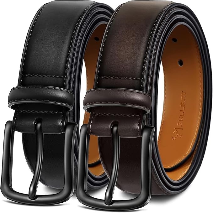 BULLIANT Men Belt Multi Pack,Leather Belt For Gift Men Golf Dress Casual Jean 7Holes 1 3/8"