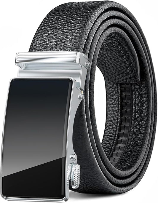 Men's Belt,Leather Ratchet Dress Belts with Sliding Adjustable Belts Dress Casual Jeans Comfort Trim to Fit