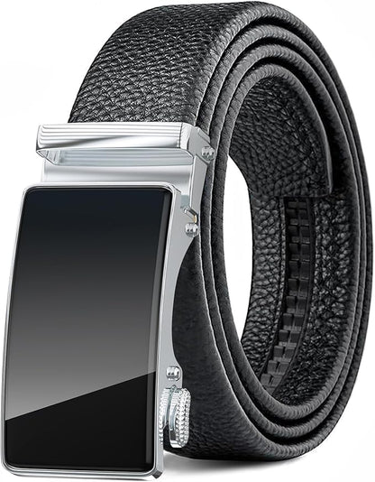 Men's Belt,Leather Ratchet Dress Belts with Sliding Adjustable Belts Dress Casual Jeans Comfort Trim to Fit