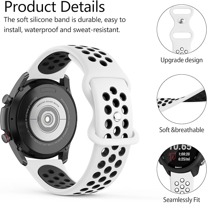 Meliya 20mm 22mm Watch Bands Quick Release Replacement Wristband, Soft Silicone Bands Breathable Sport Replacement Straps for Men Women