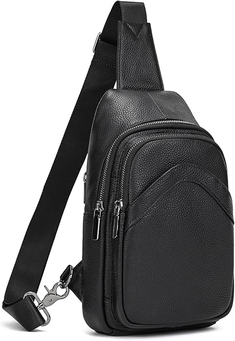 LUUFAN Men's Genuine Leather Sling Bag Chest Shoulder Backpack Crossbody Bag for Casual Sports Hiking Running Travel