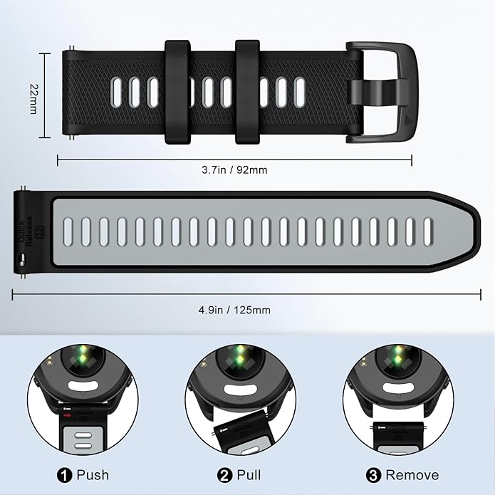 ISABAKE 22mm Watch Band for Gamrin Forerunner 265/Forerunner 255/Vivoactive 4 45mm/Venu 2/Venu 3, Silicone Quick Release Replacement Wristband