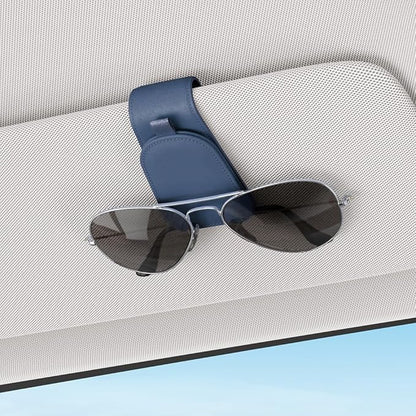 Sotfamily Sunglass Holder for Car Visor, Suede Cloth Magnetic Sunglass Organizer for Car Accessories, 2 Packs, Blue