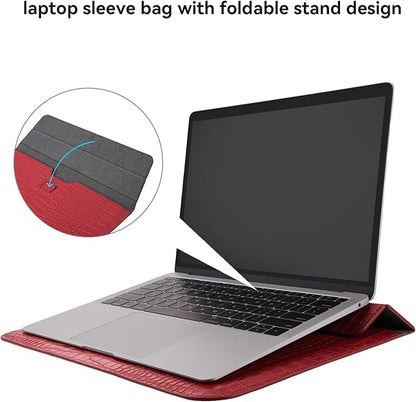 MOSISO Laptop Case 13 inch, 13 inch Laptop Sleeve Compatible with MacBook Neo 13 A18 Pro A3404 Air M4 M3 M2 M1 2026-2018 / Pro M2 M1 2026-2016, Crocodile Grain PU Leather Flap Case Bag, Red