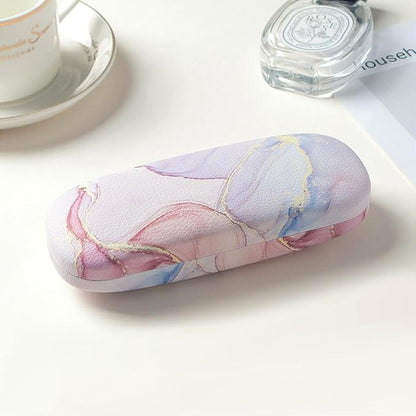 Glasses Case Hard Shell, Leather Protective Case for Sunglasses with Cleaning Cloth, Cute Eyeglass Cases for Women