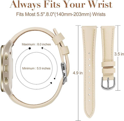 18mm Slim Leather Band Compatible with Garmin Venu 3S 41mm/Venu 4 41mm/Venu 2S/Vivoactive 4S/Vivomove 3S/Forerunner 255S/Forerunner 265S, Quick Release Thin Narrow Soft Strap for Women Men