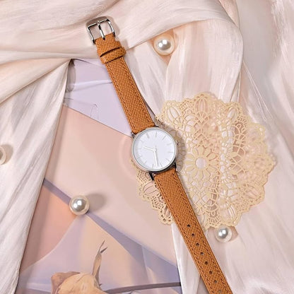 WOCCI 16mm Grace Leather Watch Band for Ladies, Top Grain Leather, Quick Release Replacement Strap with Silver Buckle (Apricot Tan)